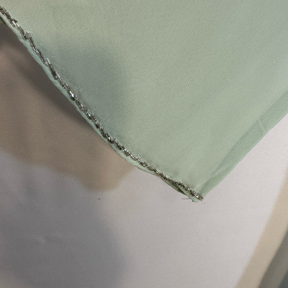 Queenora Womens Blouse Kaftan Lime Green Embedded Beads Ribbon Tunic Tunic Sz L - Picture 14 of 16